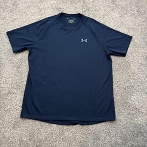Under Armour Shirt Mens Large Blue Tech Tee Athletic Performance Training Gym